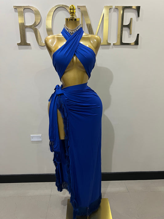Bonnie Wrap 2 pcs Skirt Set (Blue)