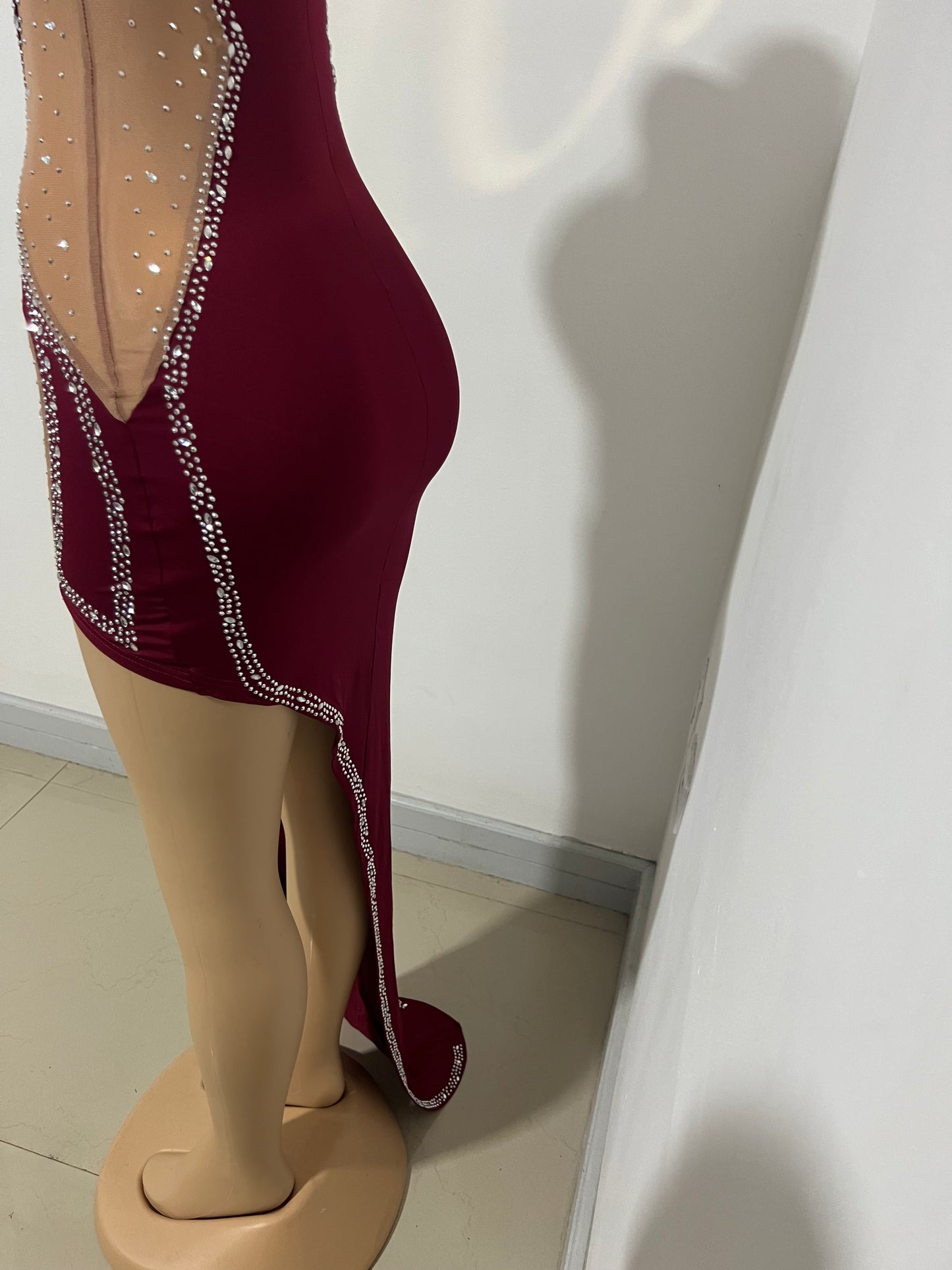 Gaia Crystal Dress (Burgundy)