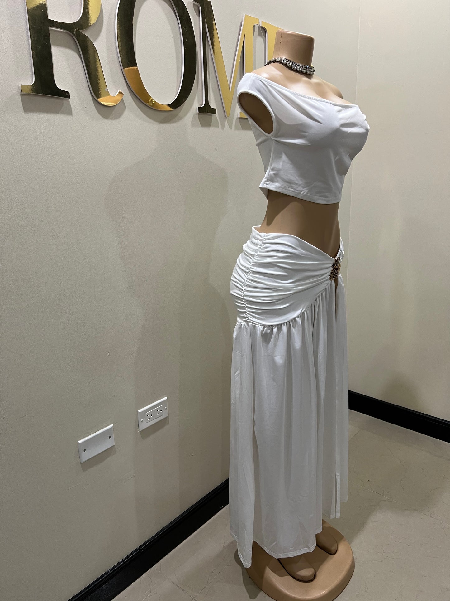 Nara Petal 2 Pcs Skirt Set (White)