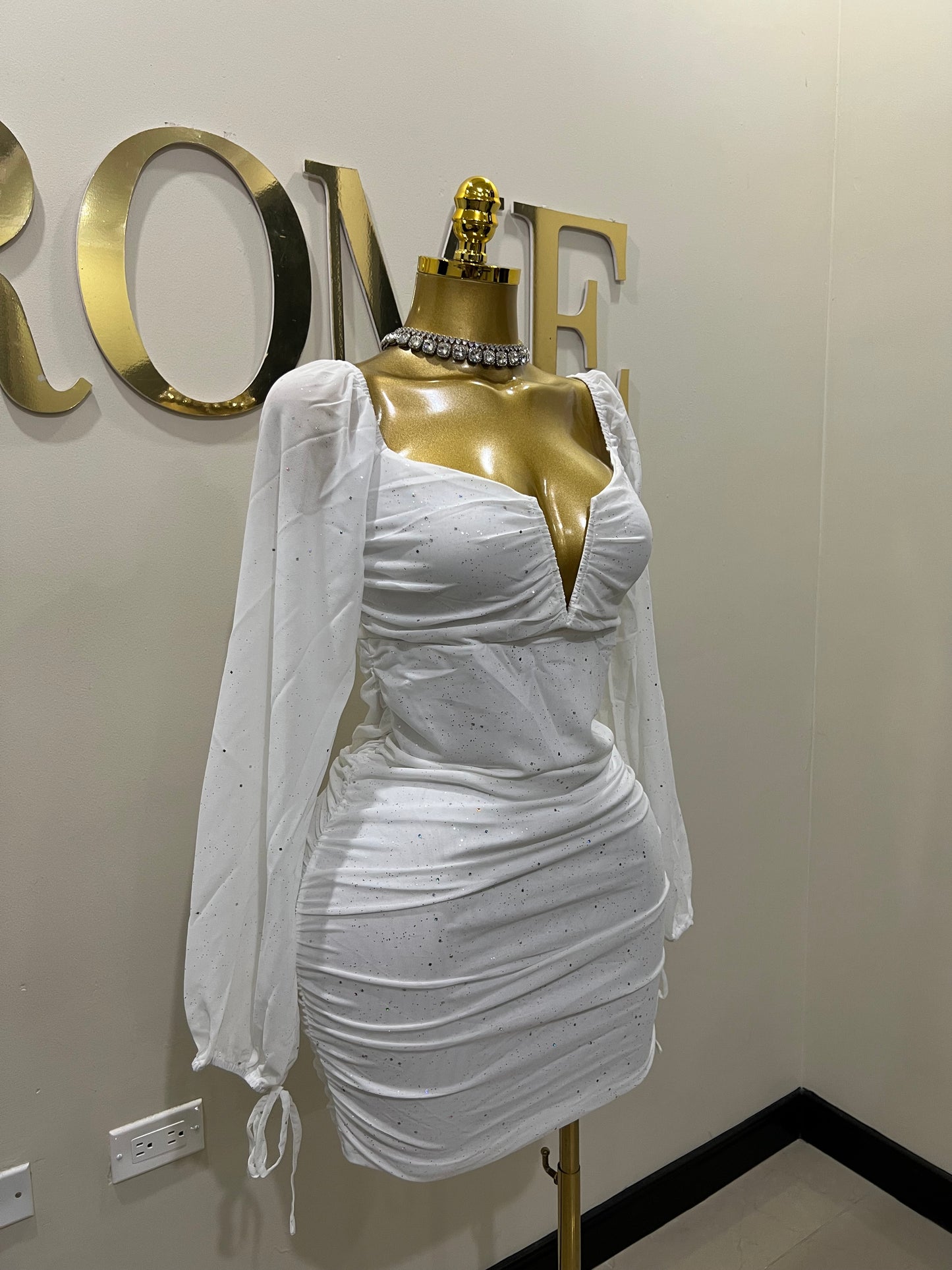 Aubrey Sprinkles Mesh Dress (White)
