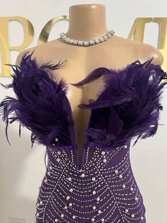 Elle Feather Crystal Dress (Purple)