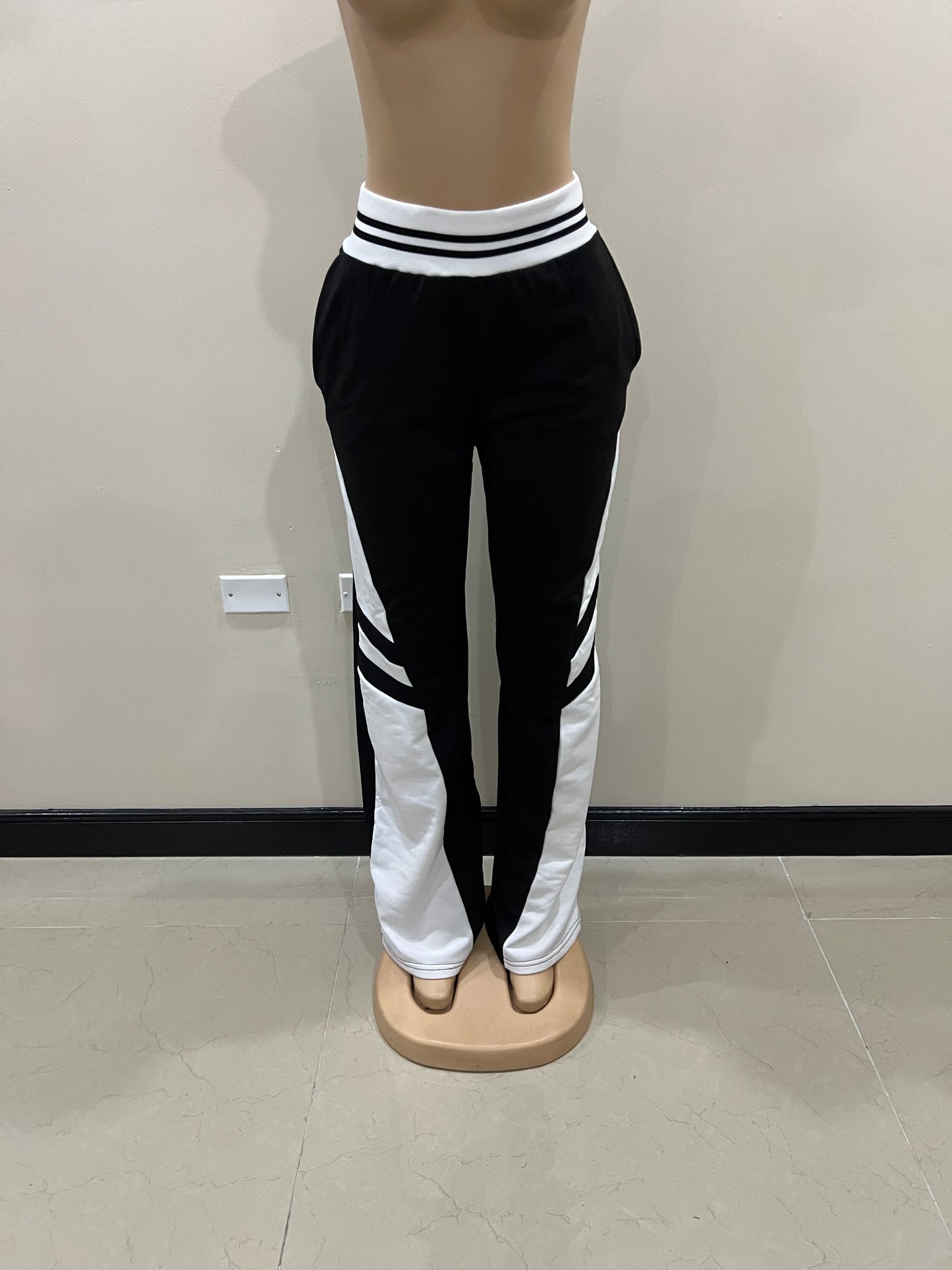 Brooke Stripe Pants Set (Black)