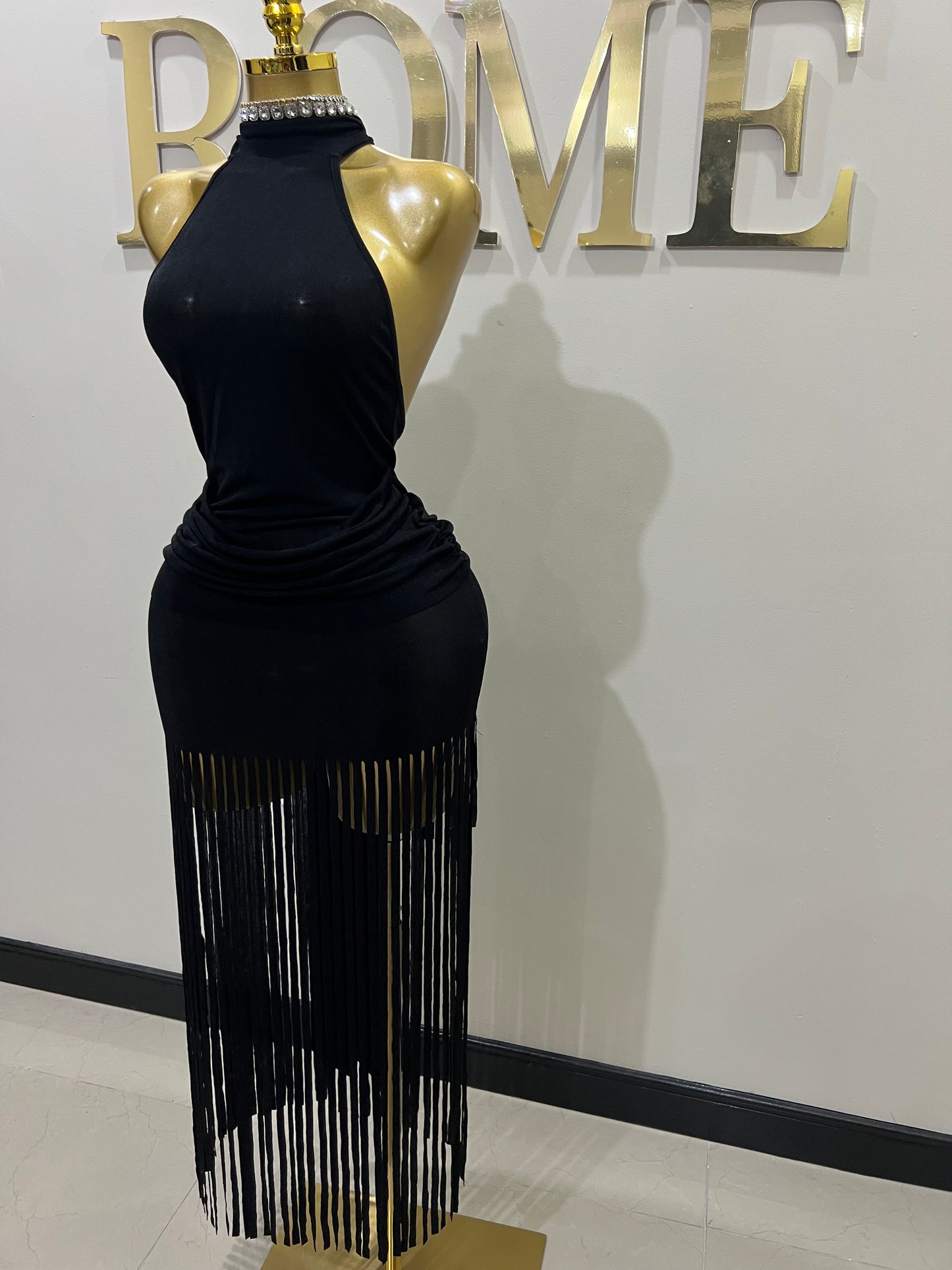 Alice Fringe Dress (Black)