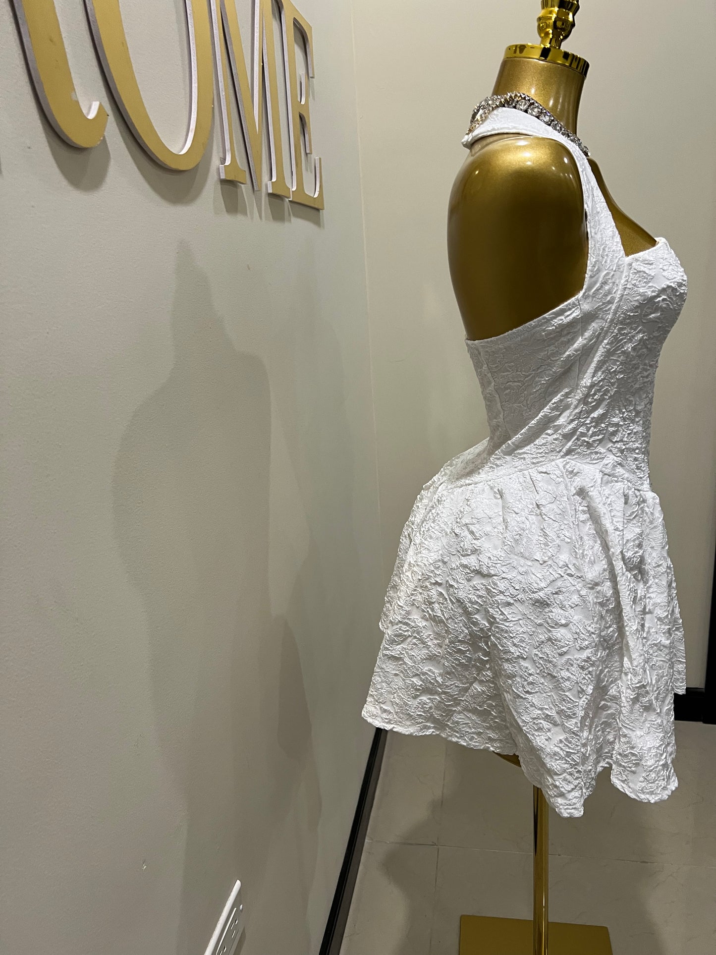 Diana Textured Dress (White)