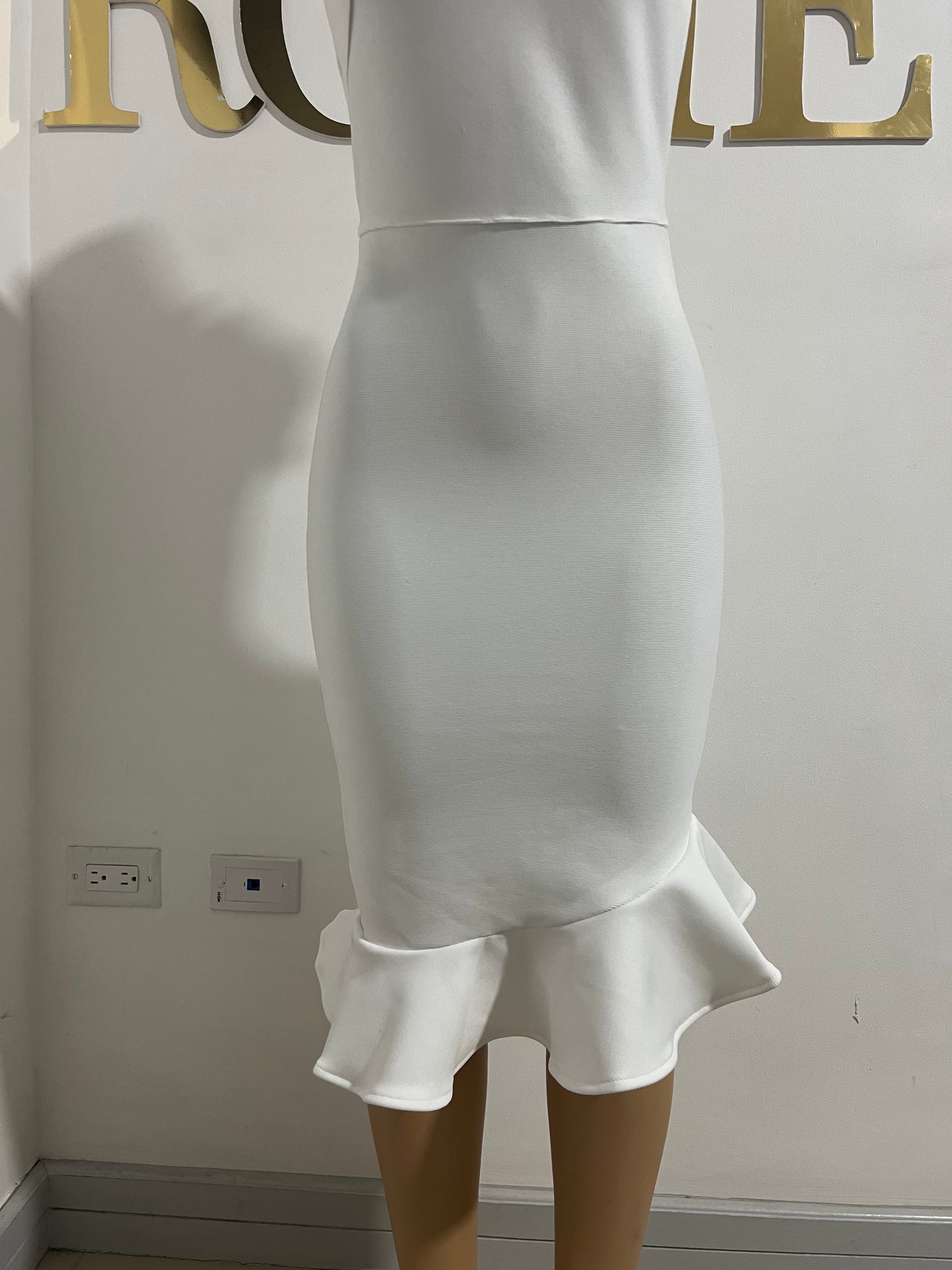Olivia Bandage Glam Dress (White)