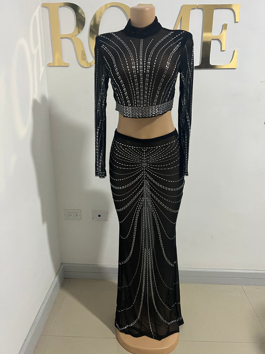 Crystal Kelly Skirt Set (Black)