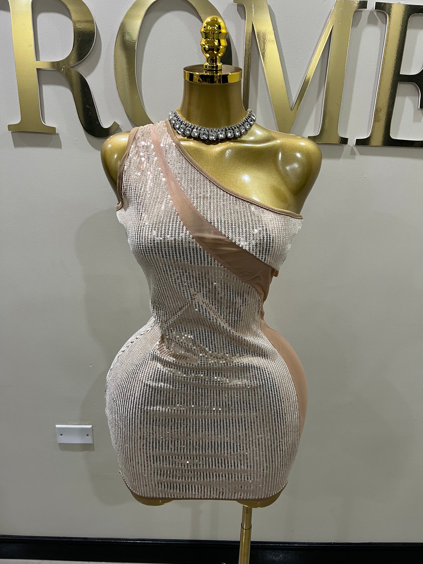 Emma Sequin Dress (Rose Gold- nude)