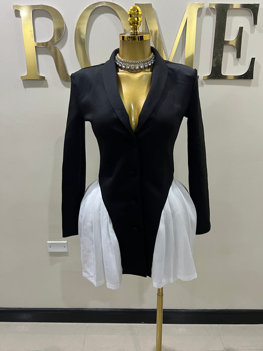 Jodie Cruella Mini Dress (Black & White)