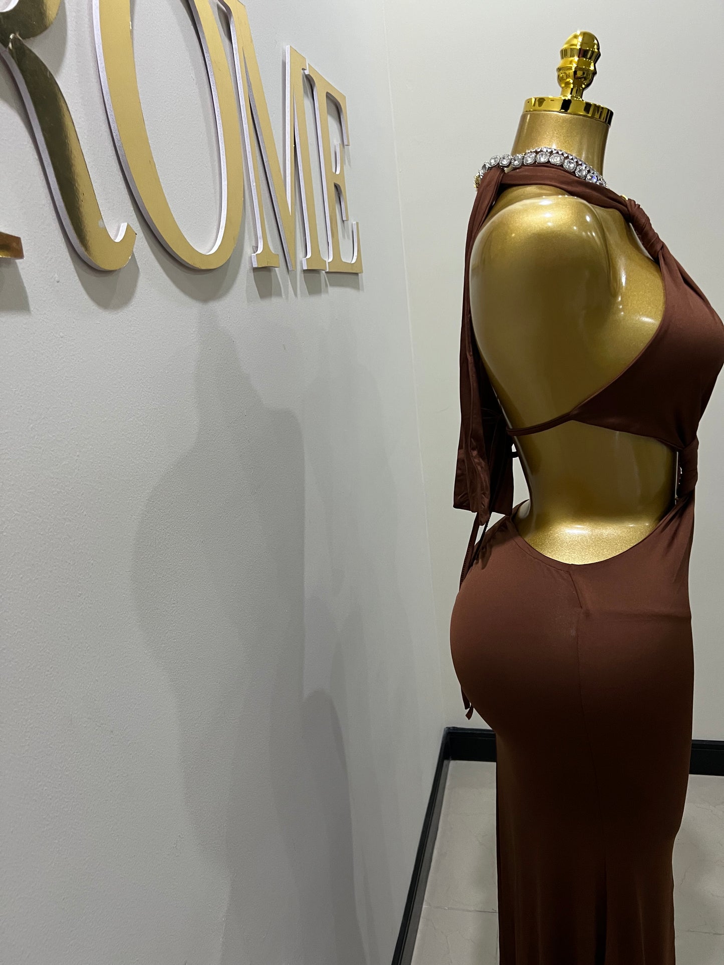 Indie Vibe Rings Dress (Brown)