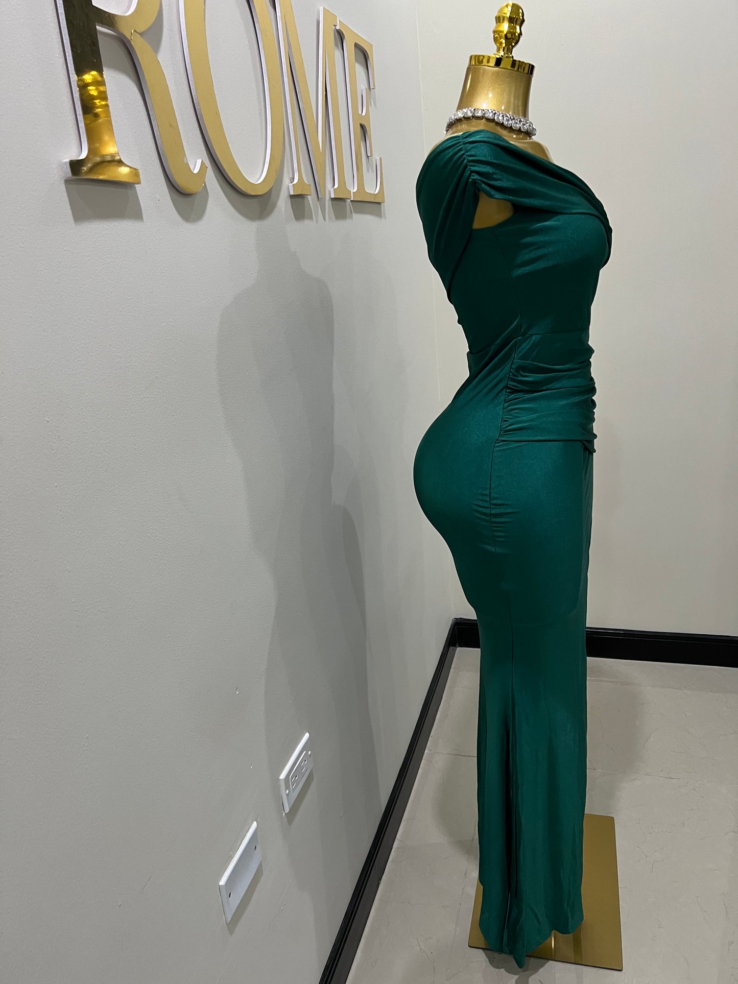 Kerry One Shoulder Dress (Green)