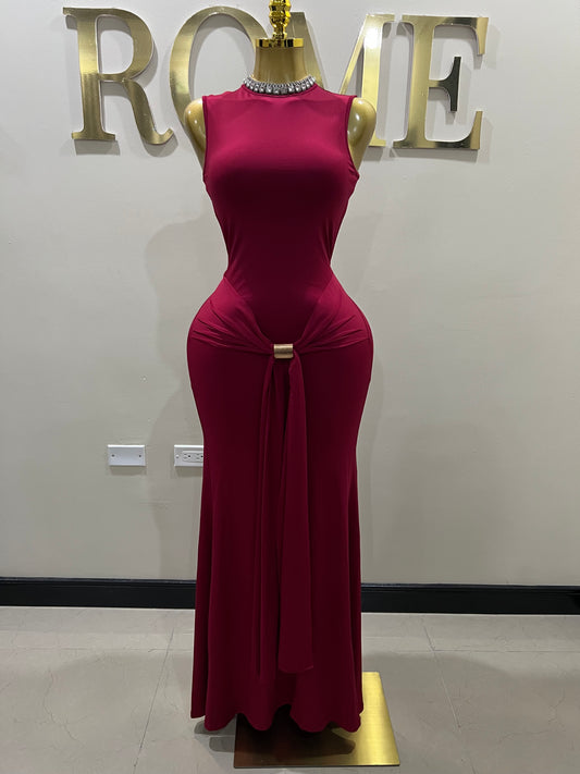 Hailey Backless Dress (Burgundy)