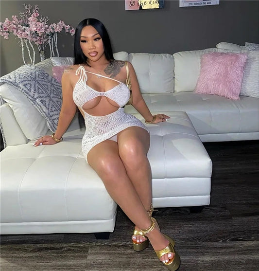 Tia Crochet Dress (White)