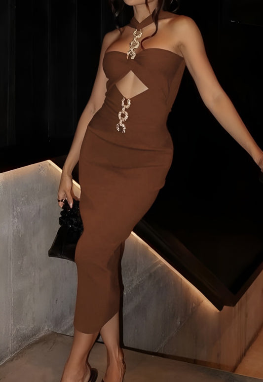 Ming V Dress (Brown)