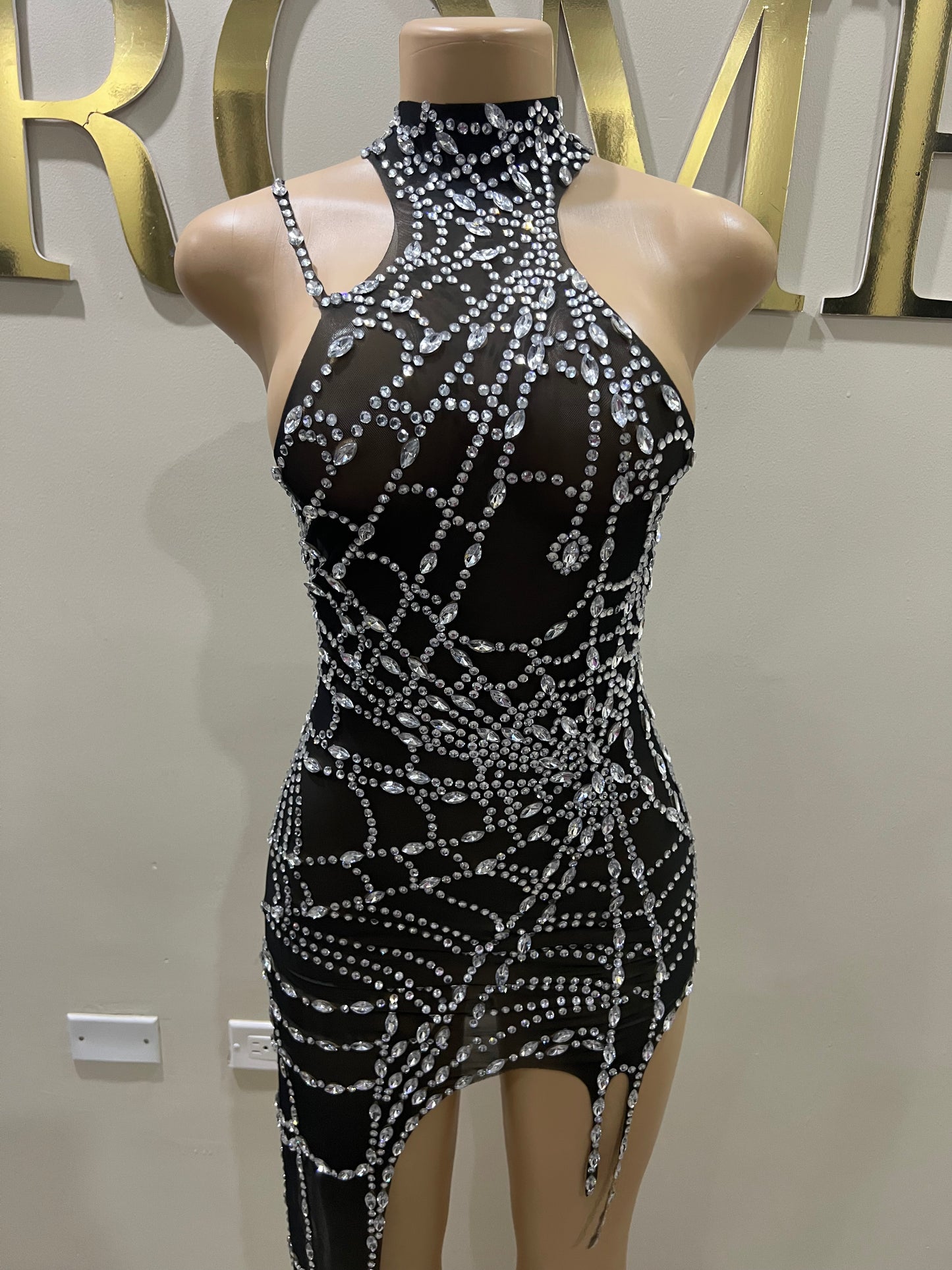 Charlotte’s Web Gemstone Mesh Dress (Black)