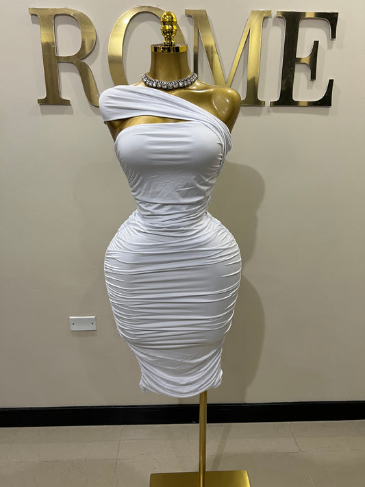 Porsha Off Shoulder Dress (White)