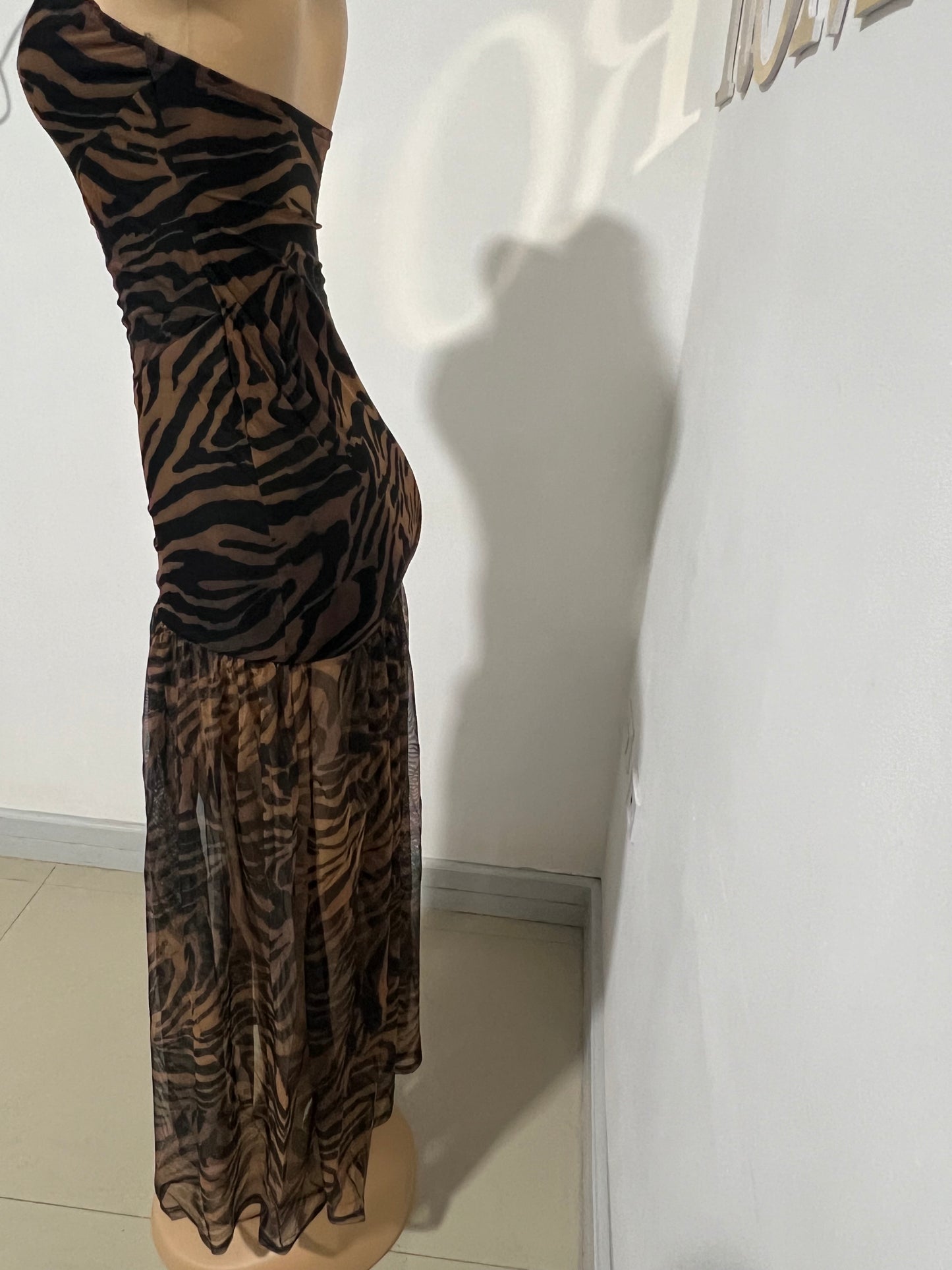 Nara Halter Dress (Black & Brown)