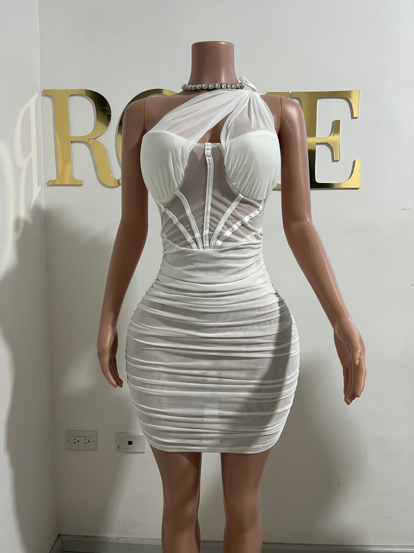 Ciara Sheer Dress (White)