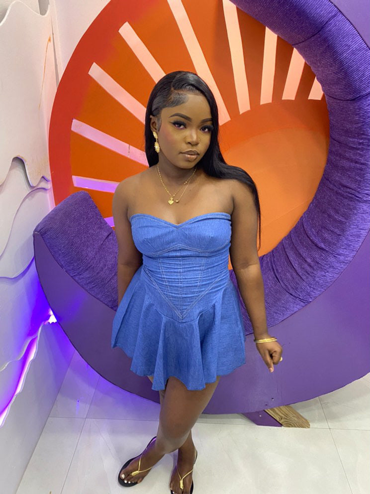 Denim Sweetheart Dress (Blue)