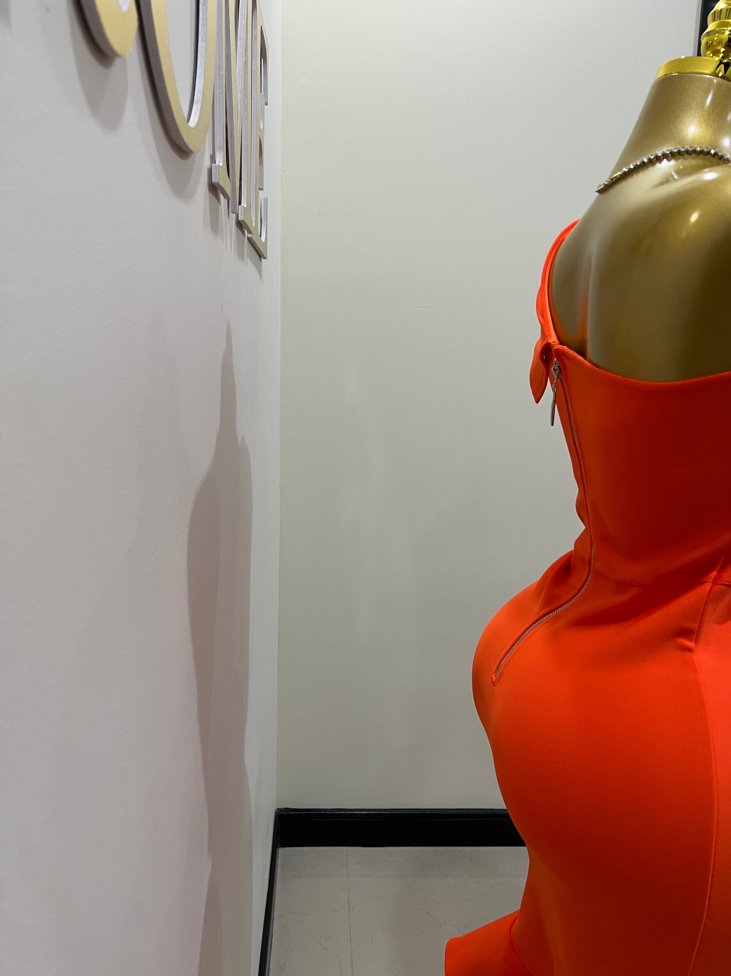Olivia Bandage Glam Ruffle Dress (Orange)