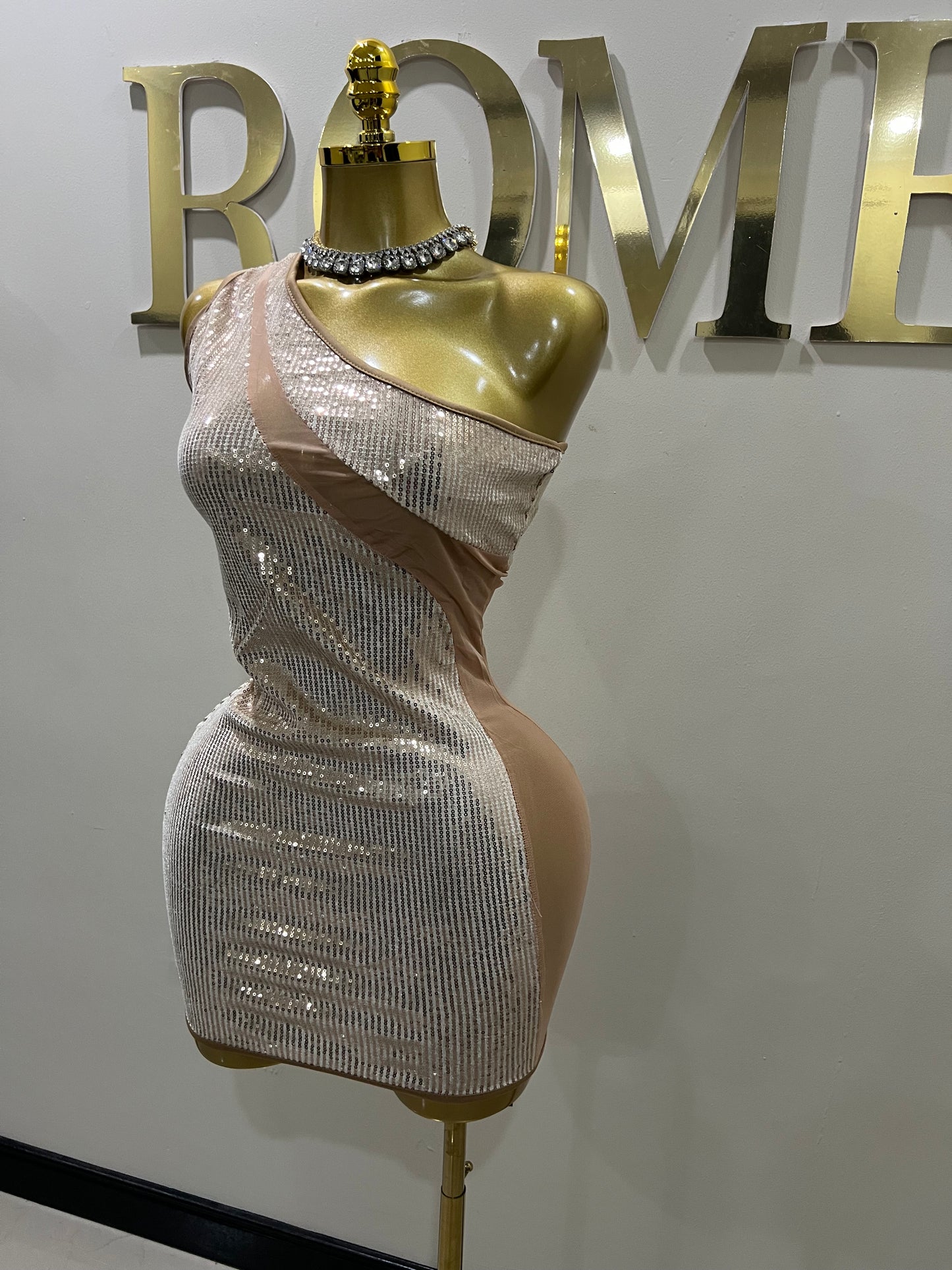 Emma Sequin Dress (Rose Gold- nude)