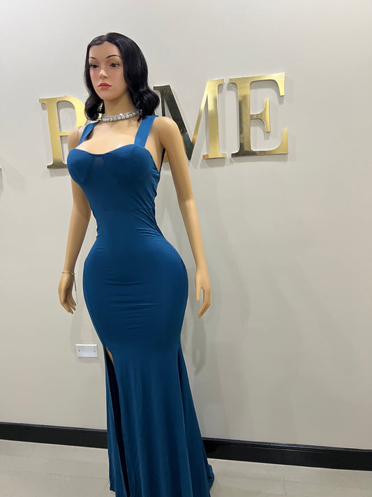 Kerry Ann Train Dress (Blue)