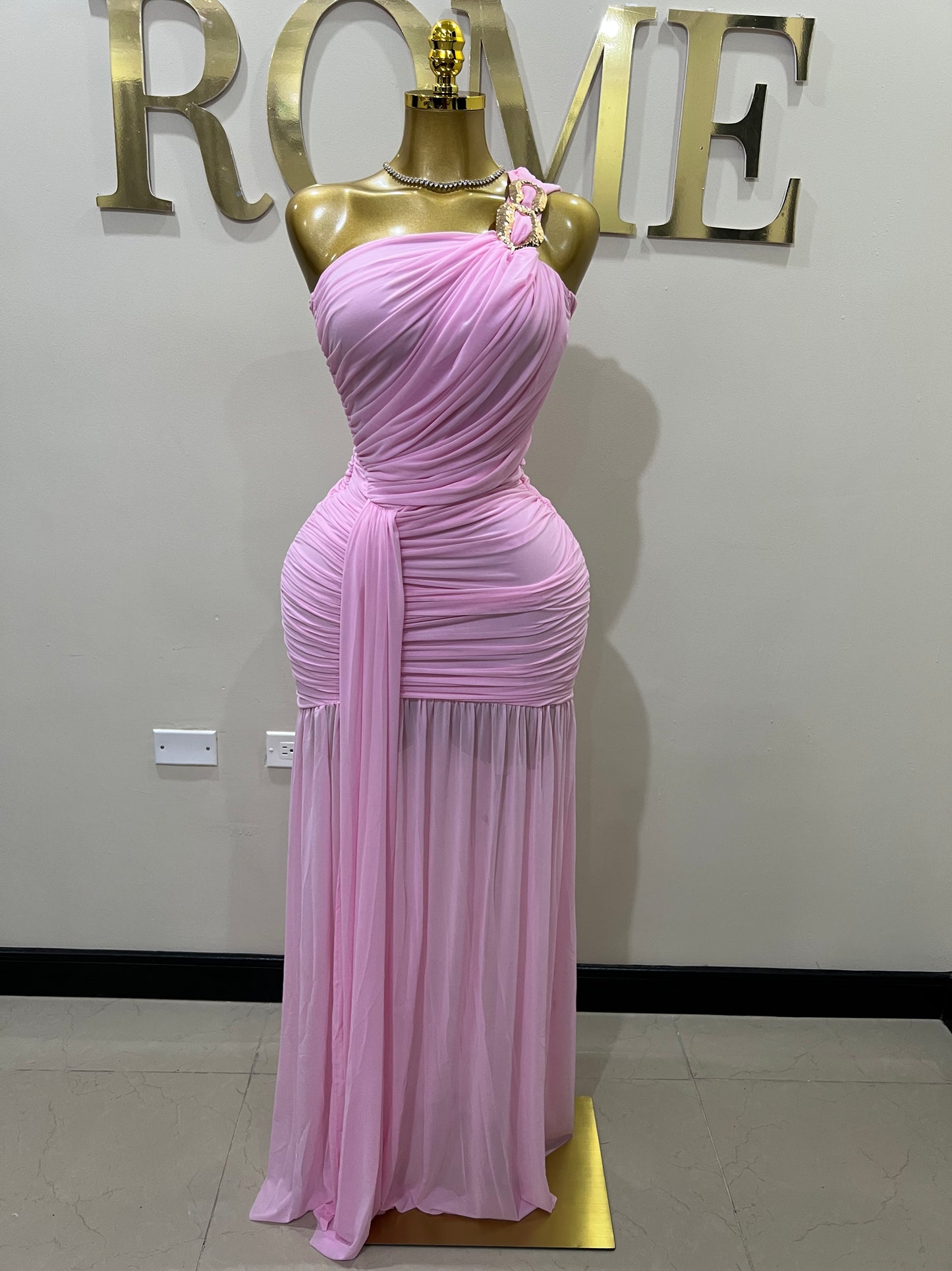 Michelle Grace Chain Dress (Light Pink)