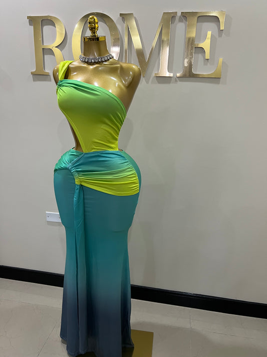 Emma Giselle Multi Dress (Green-Blue)