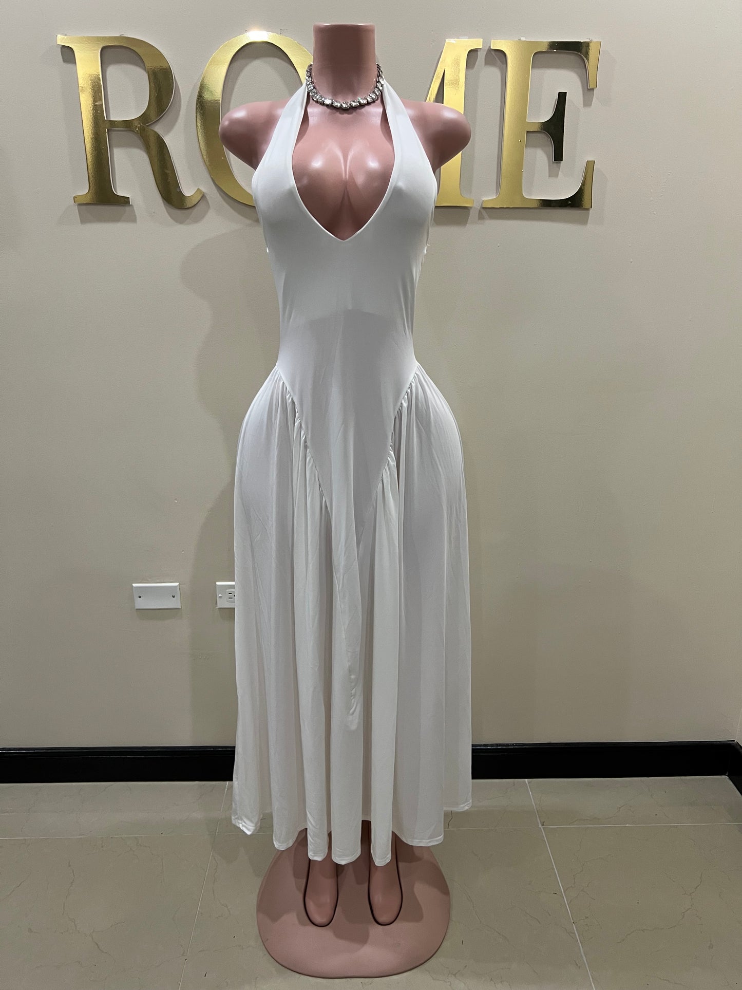 Kim Halter Diana Dress (White)