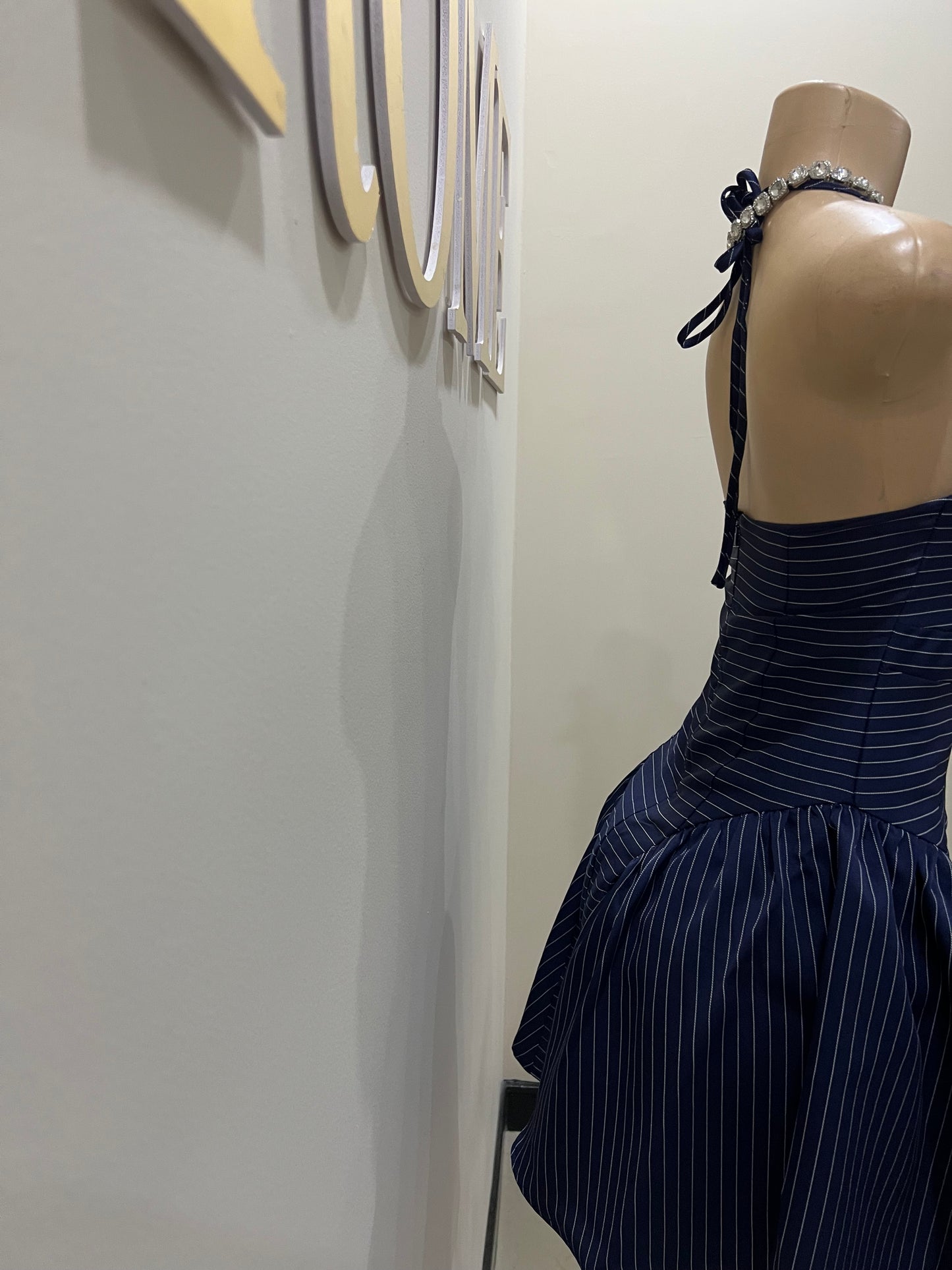 Pinstripe Diana Dress (Blue)