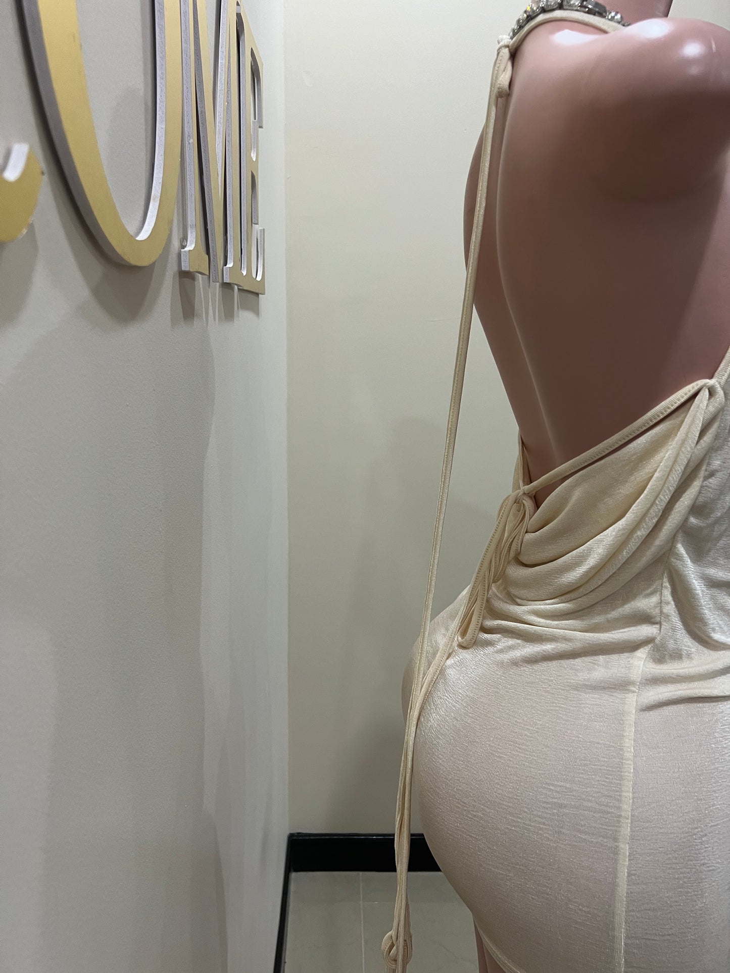 Carey Short Dress (Cream)