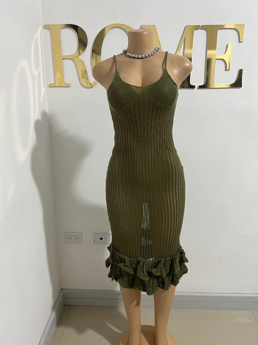 Azalea Crochet Long Dress (Green)