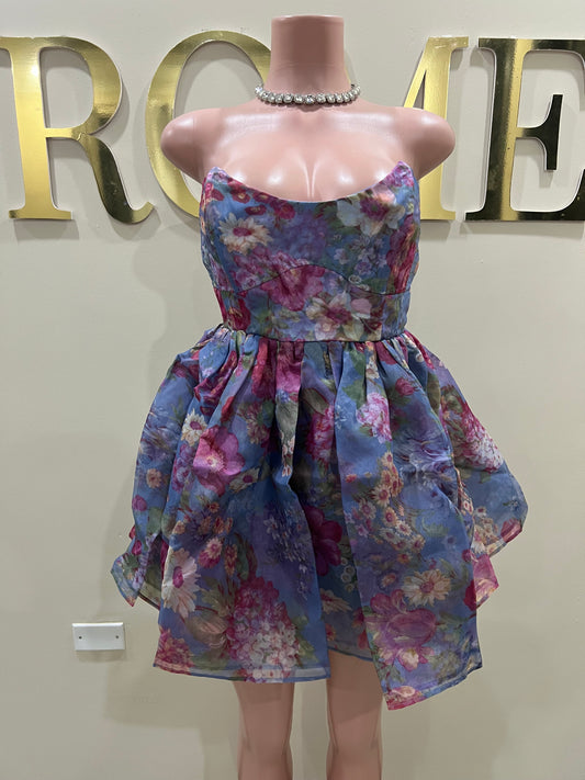 Princess Diana Floral Dress (Blue)