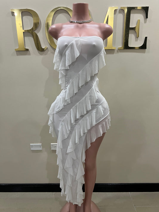 Chelsea Ruffle Dress (White)