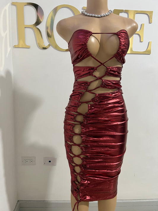 Lexy Laced Dress (Wine-Red)