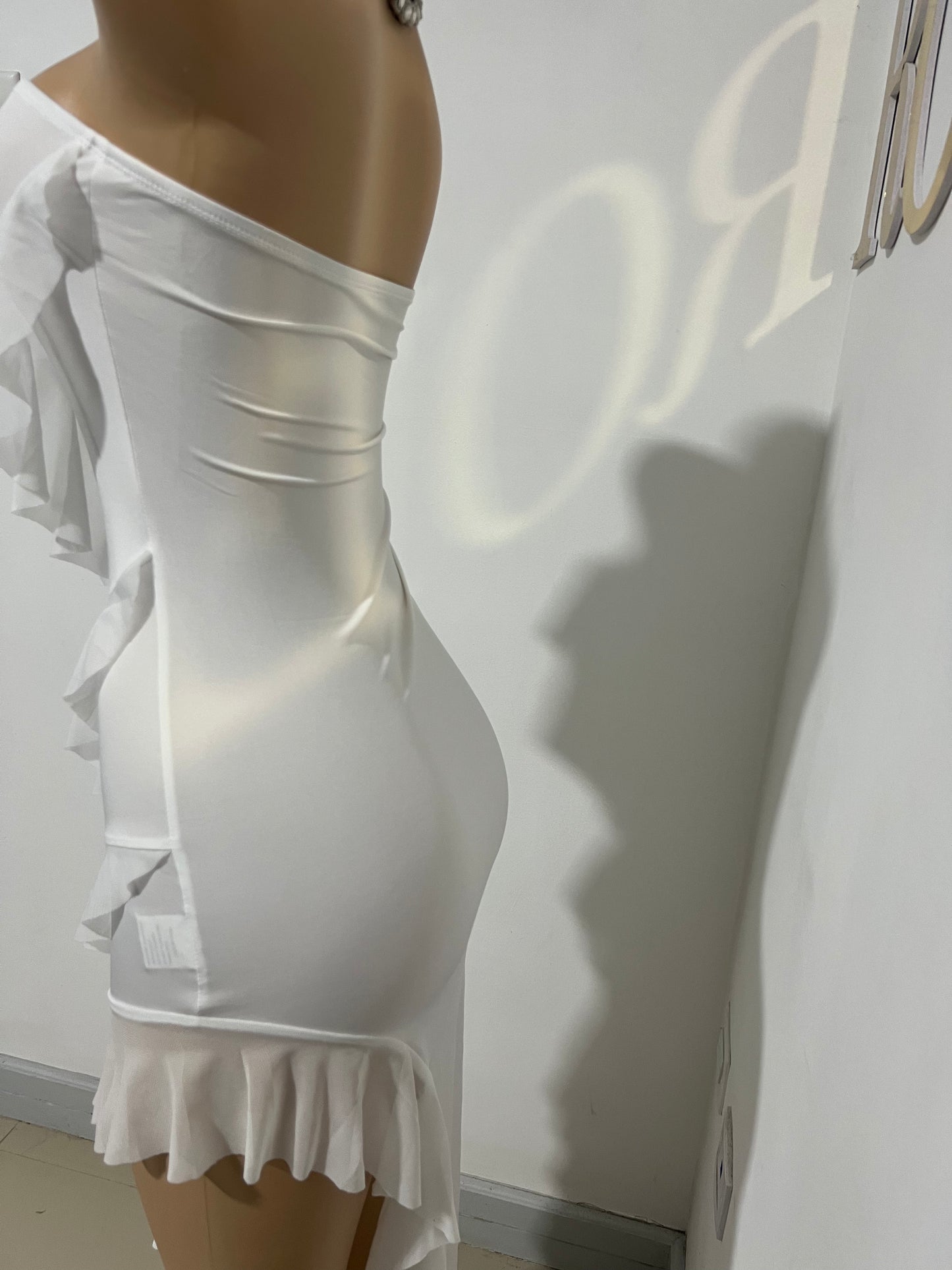 Chelsea Ruffle Dress (White)
