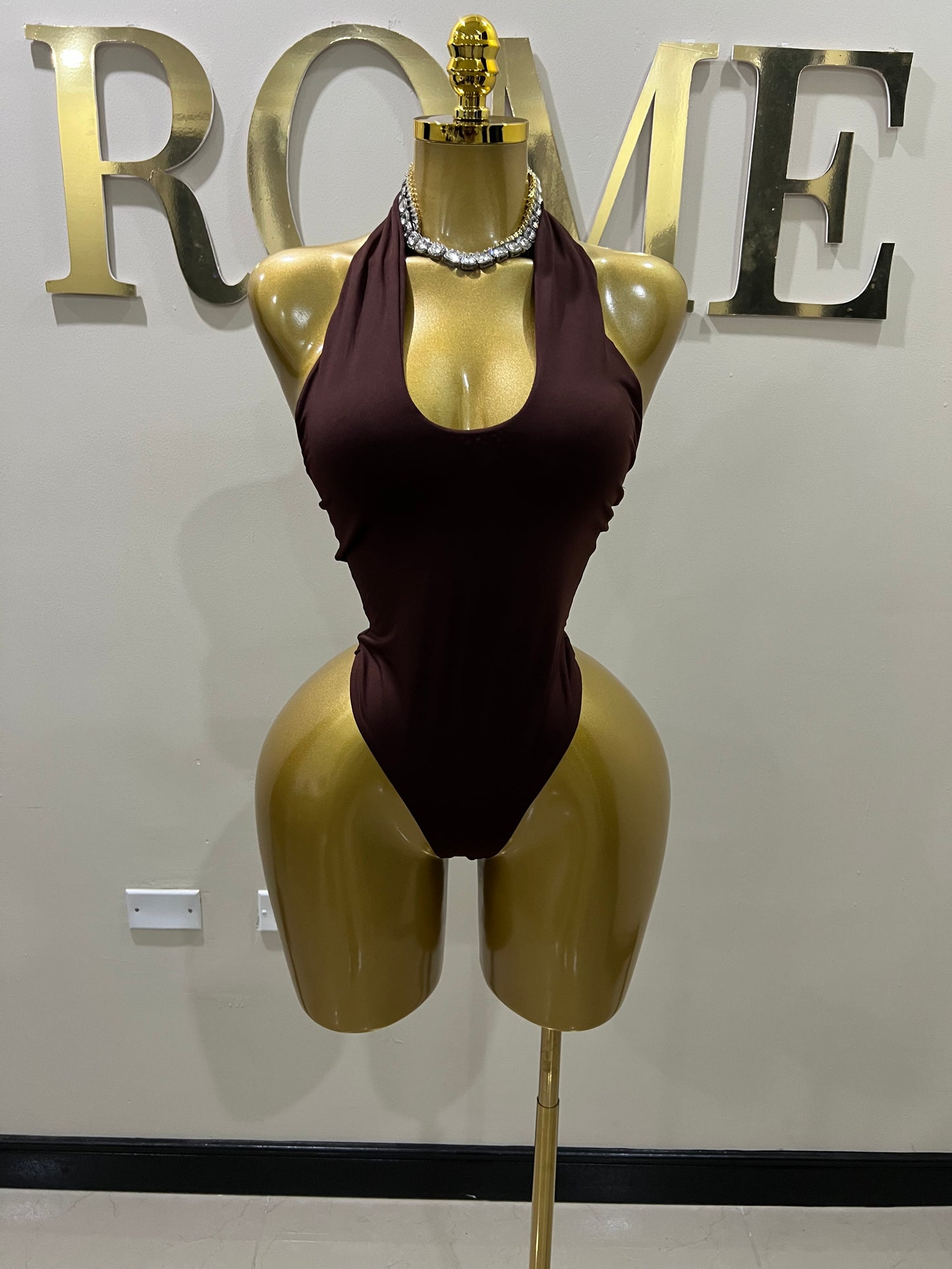 Nara Petal 2 Pcs Bodysuit & Skirt Set (Brown)