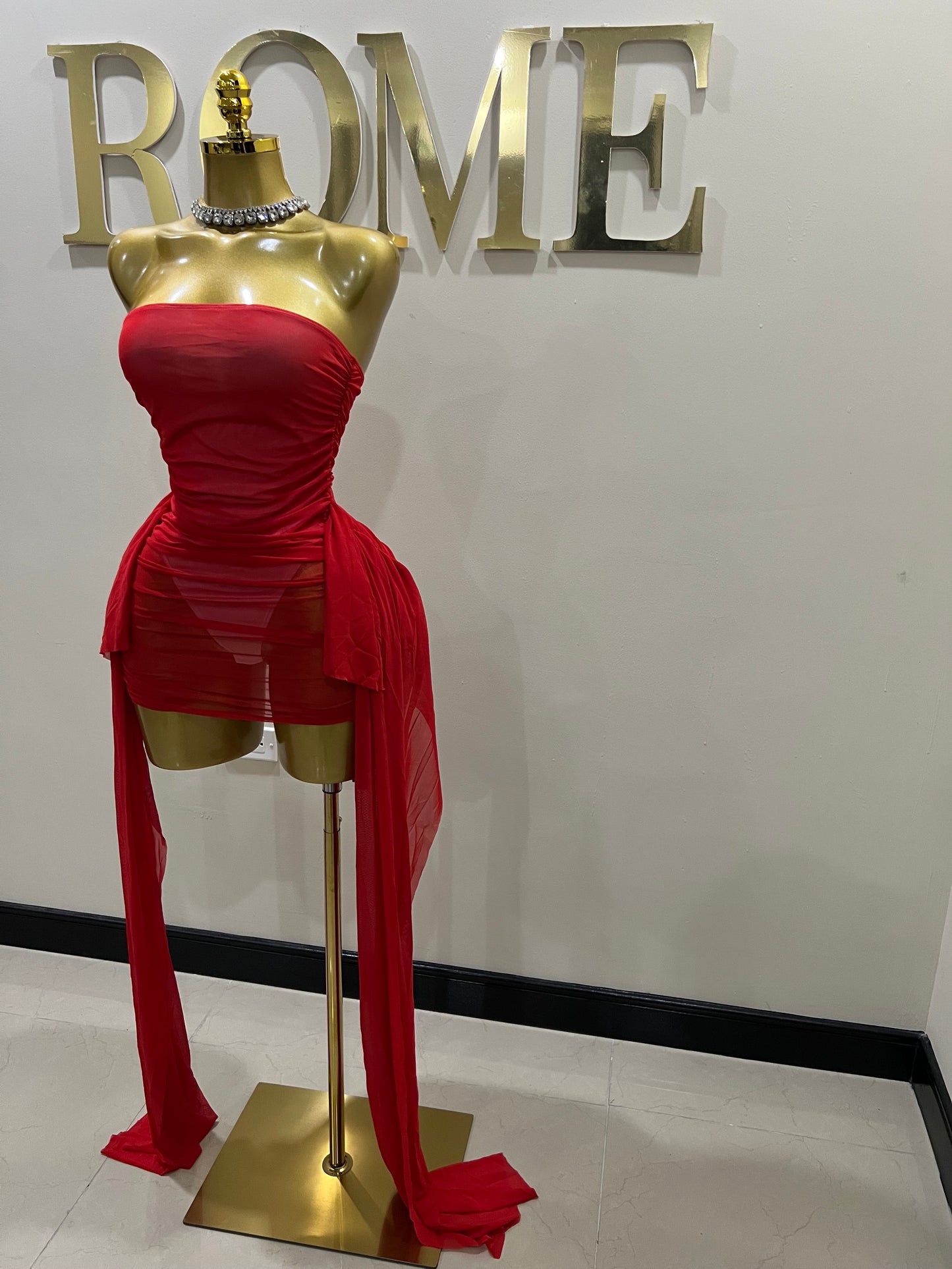 Asia Bodysuit Dress (Red)