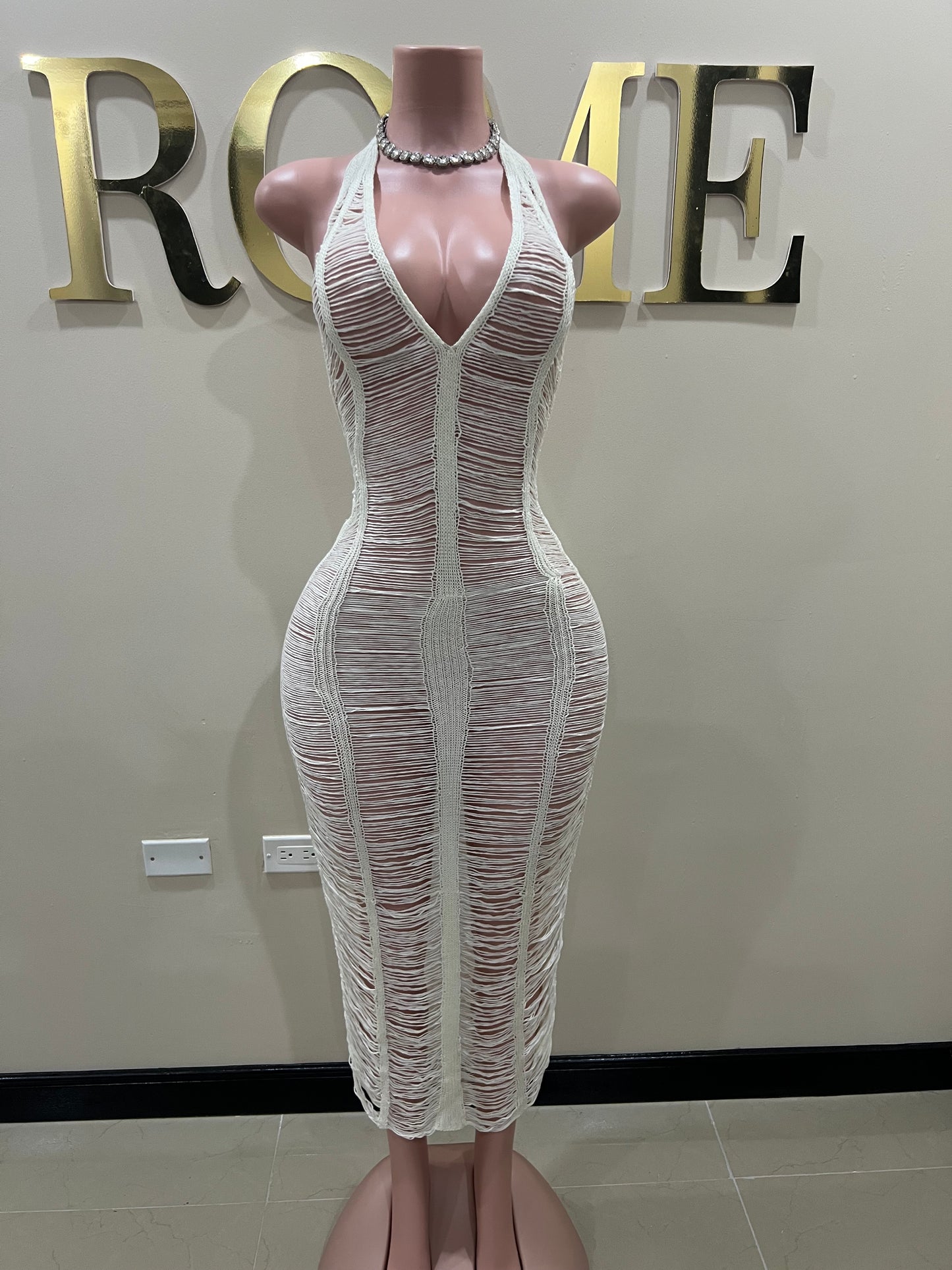 V Shaped Gianna Resort Dress (Off-White)