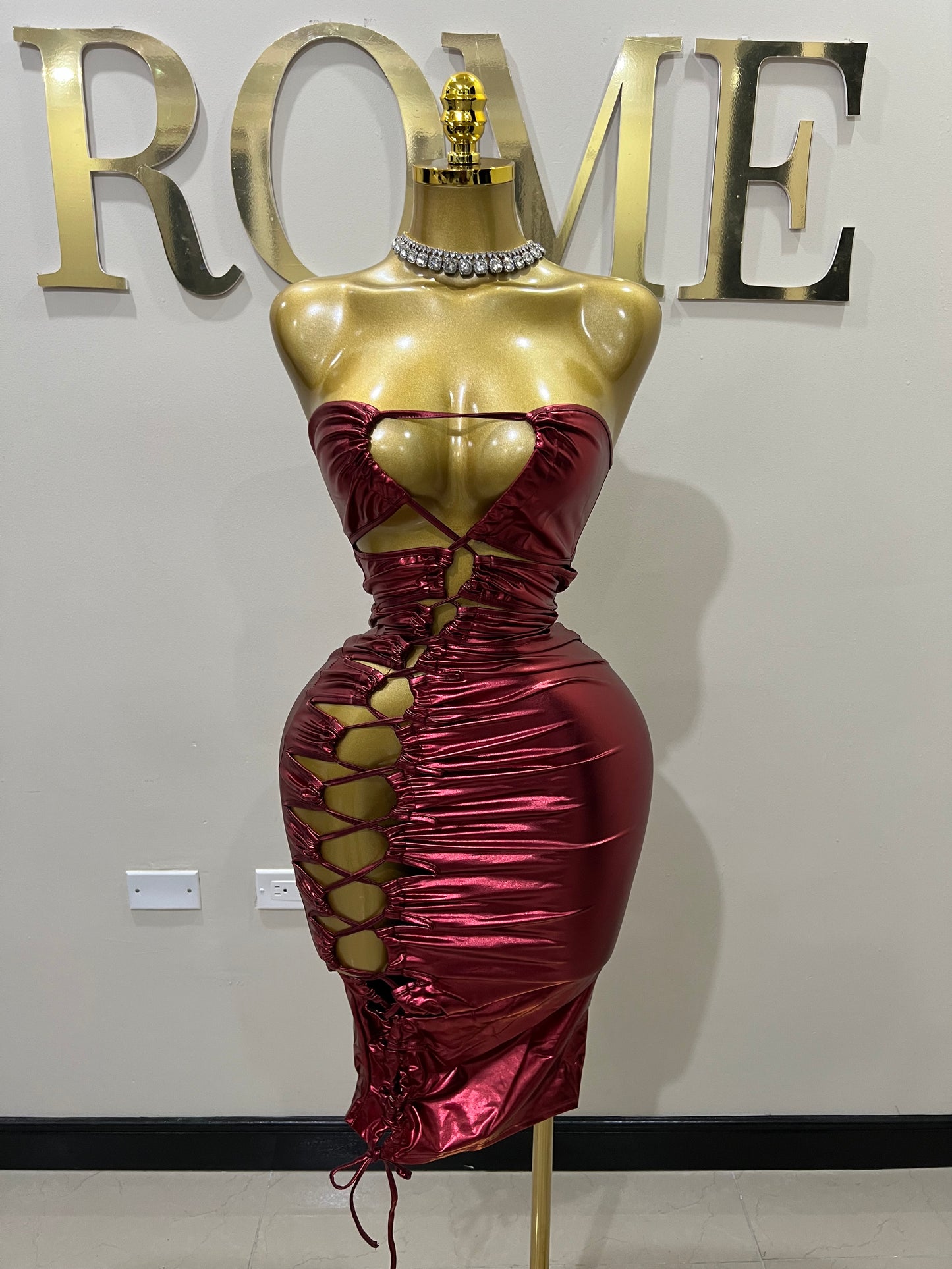 Lexy Laced Dress (Wine-Red)