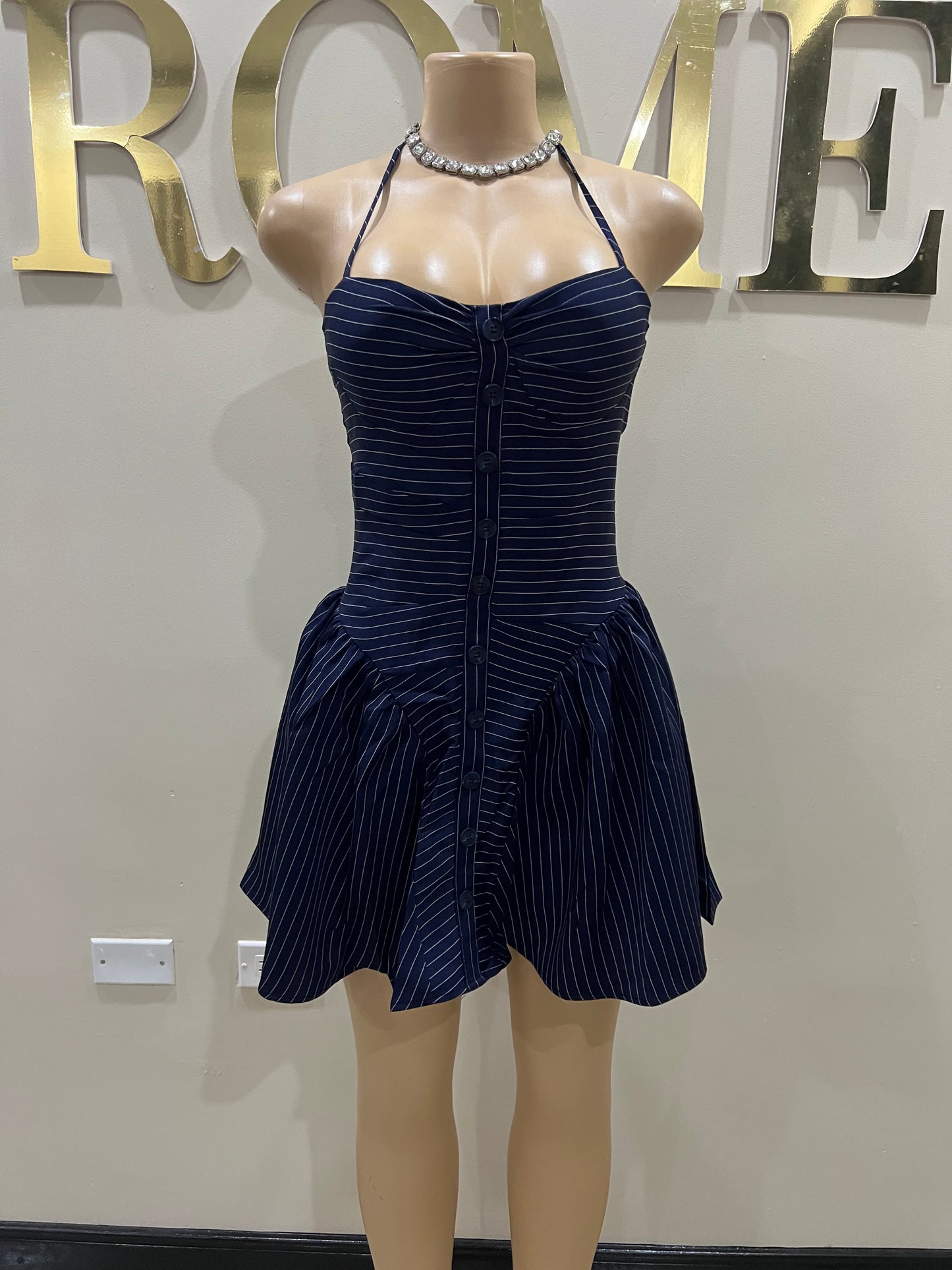 Pinstripe Diana Dress (Blue)