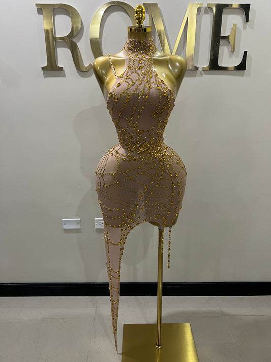 Charlotte’s Web Gemstone Mesh Dress (Gold)