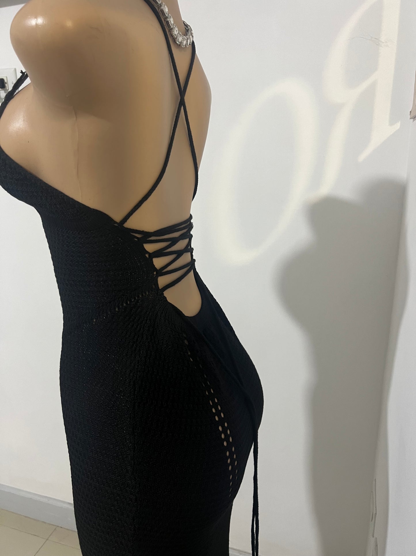 Nia Crochet Dress (Black)