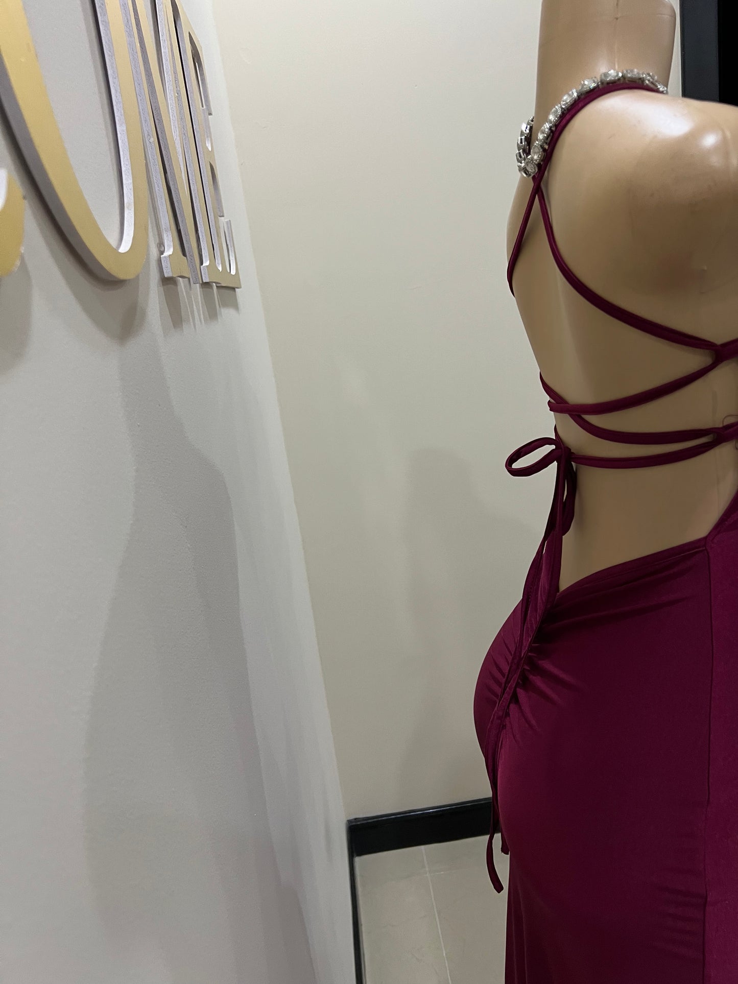 Kerry Strappy Dress (Burgundy)