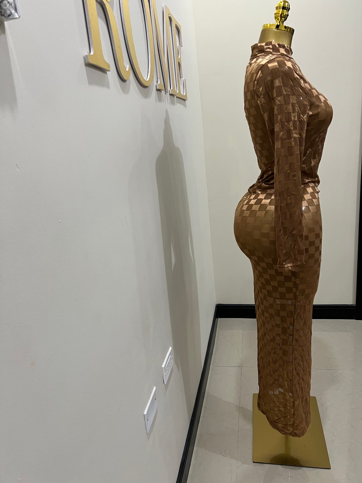 Nia Long Mesh Dress (Brown)