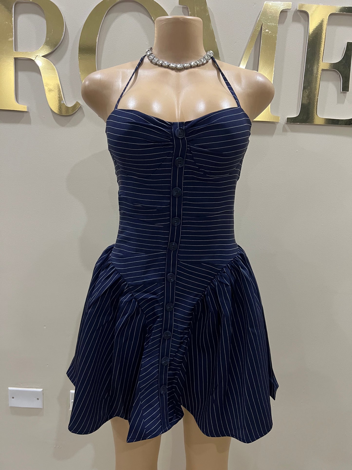 Pinstripe Diana Dress (Blue)