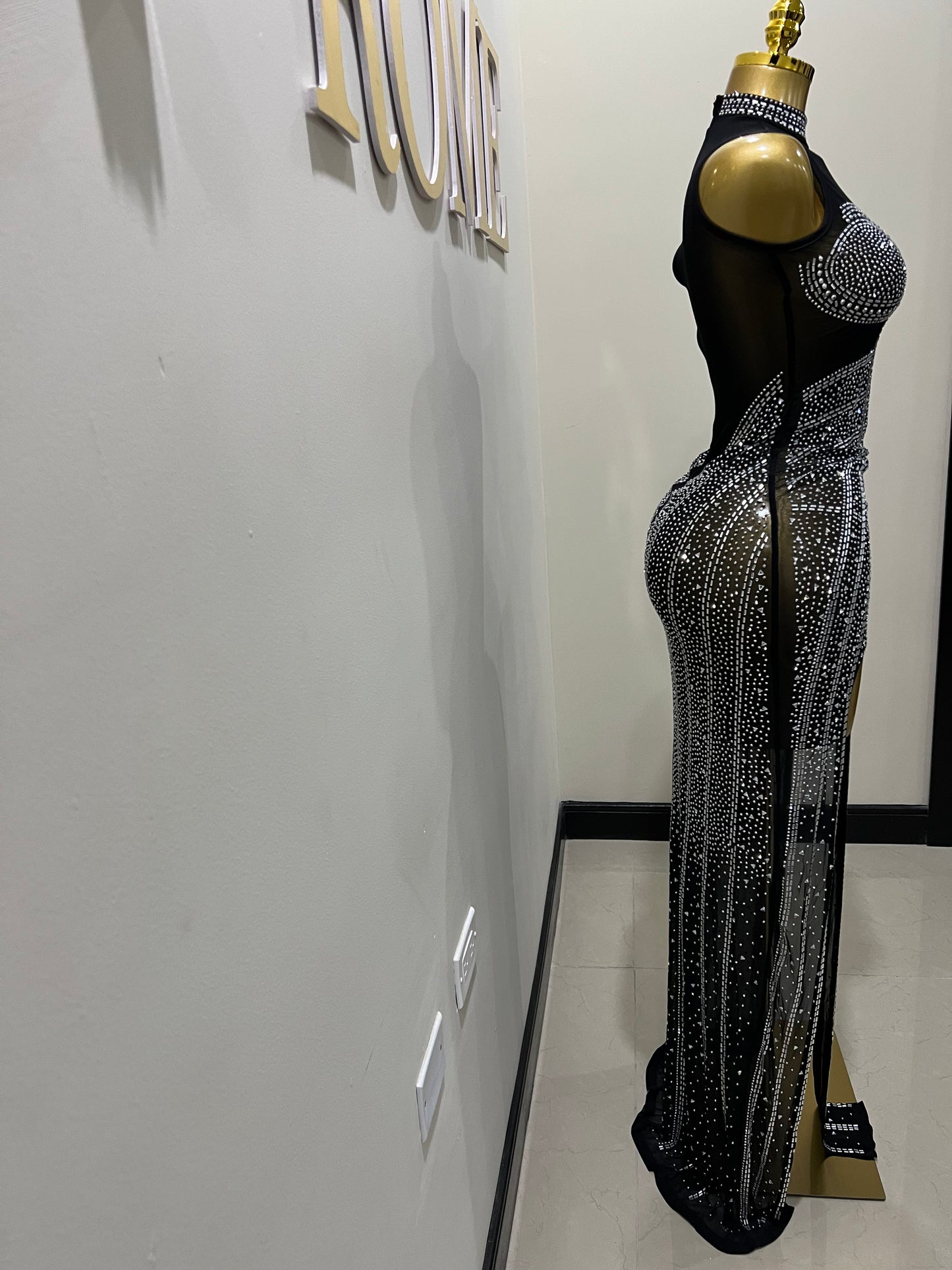 Athena Crystal Dress (Black)