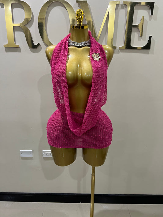 Cassie See Through Petal Dress (Pink)