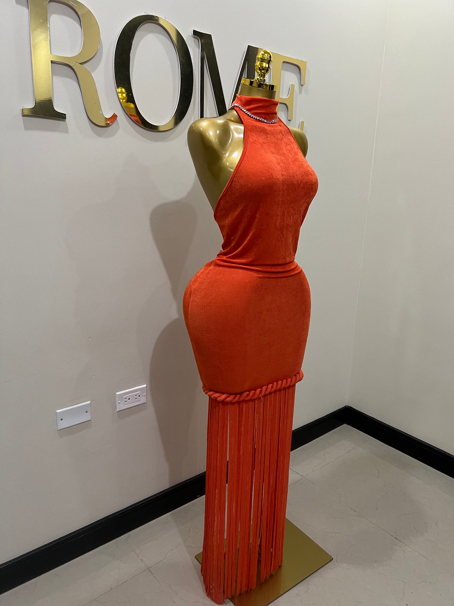 Alice Fringe Rope Dress (Orange)