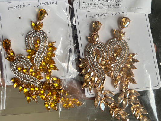 Hollywood Crystal Earrings (Yellow)