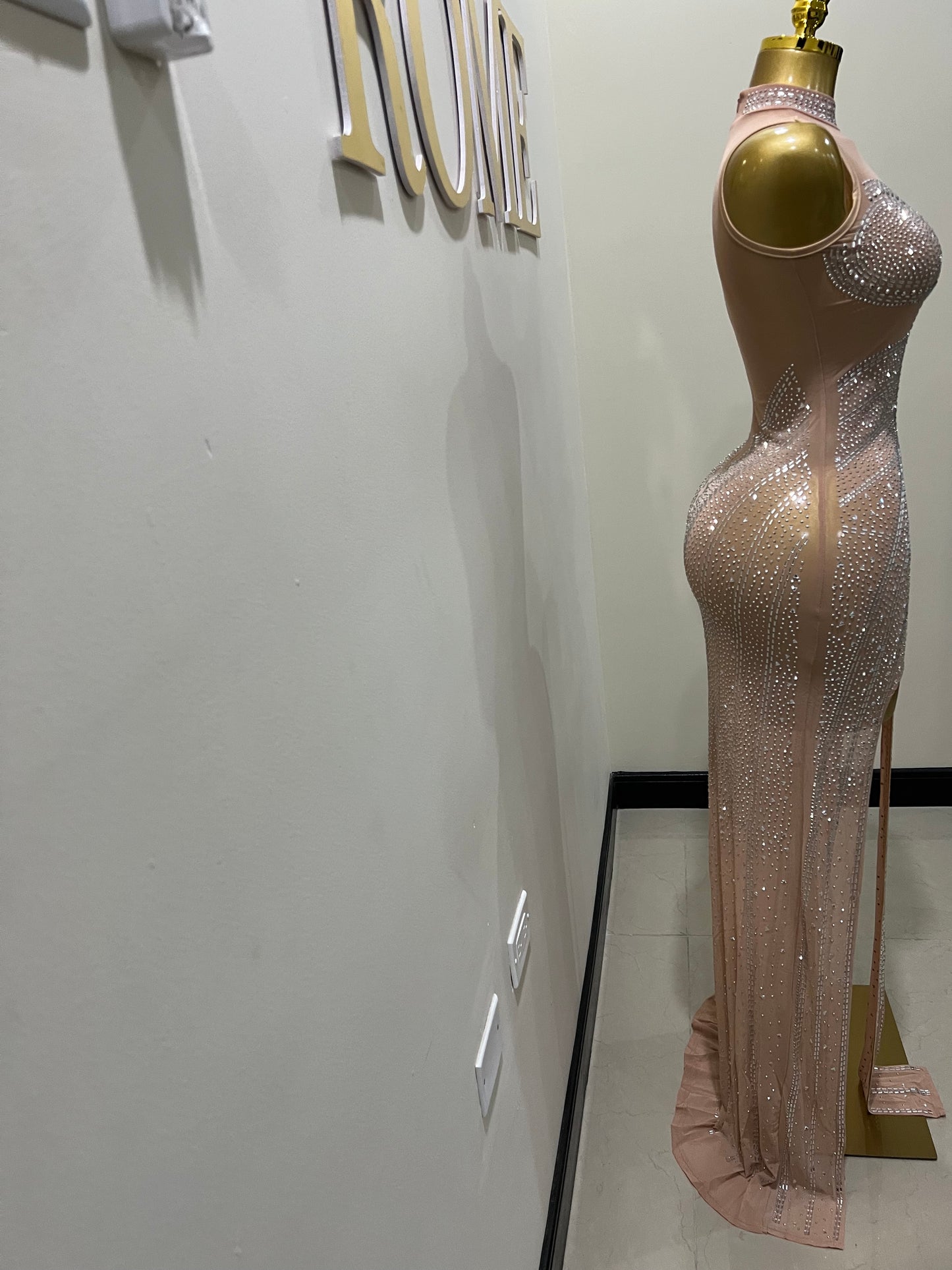 Athena Crystal Dress (Nude)